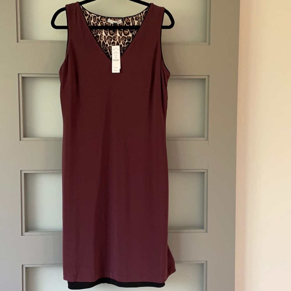 Reversible leopard print sheath dress